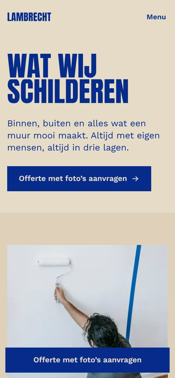 Demosite op een gsm: de pagina met diensten